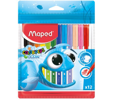 Фломастеры Maped "Color Pep's Ocean", 12цв, смываемые, ПВХ