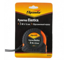 Рулетка Elastica, 3 м х 16 мм, обрезиненный корпус Sparta