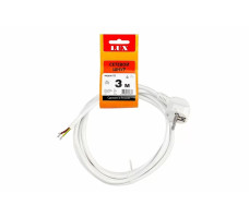 Шнур сетевой LUX V3 ПВС 3 м с вилкой с з/к Белый 3х0.75 Китай