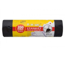 Мешки для мусора с завязками Стандарт ромашка 200л 10шт арт.ЗВС-200/10/10/Ч