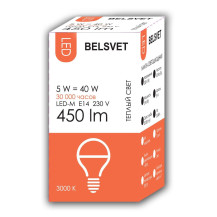 Лампа светодиодная BELSVET LED-M G45 5 W 3000 K E14 (шарик) Лампа светодиодная BELSVET LED-M G45 5 W 3000 K E14 (шарик)