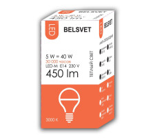 Лампа светодиодная BELSVET LED-M G45 5 W 3000 K E14 (шарик)