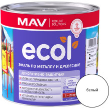 Эмаль ECOL по металлу и древесине (ПФ-115) белая глянцевая 2,4 л. (2 кг)