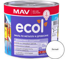 Эмаль ECOL по металлу и древесине (ПФ-115) белая глянцевая 2,4 л. (2 кг)
