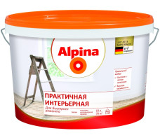 Краска Alpina ВД-АК Практичная интерьерная, белая, (4,1 кг) 2,5 л