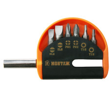 Насадки 1/4" SL, PH, TORX с держателем CrV МОНТАЖ (набор/6 шт.)