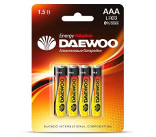Батарейка DAEWOO ENERGY AAA LR03 1,5V alkaline BL 4 шт арт. 5029903