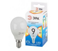 Лампа светодиодная стандарт ECO LED P45-10W-827-E14 ЭРА QX диод. шар, 9Вт, тепл., E14