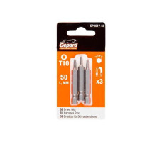 Насадка TORX T10 50мм 3шт GEPARD (GP3517-50) (бита звездочка шестилучевая звезда сталь S2 магнитная)