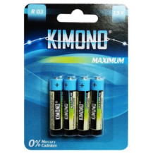 Батарейка Kimono R03/BL4 ААА (Micro) 1,5В 4шт Батарейка Kimono R03/BL4 ААА (Micro) 1,5В 4шт