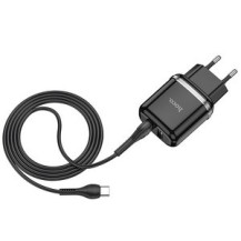 Cетевое зарядное устройство hoco N4 2USB порта черный с кабелем Type-C Cетевое зарядное устройство hoco N4 2USB порта черный с кабелем Type-C
