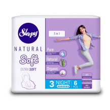 Женские гигиенические прокладки, 6 шт (СЗ) Sleepy Natural SOFT EXTRA SOFT 3 в 1 Night