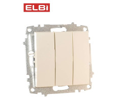 Выключатель 3-кл,кремовый, EL-BI Zena-Vega 609-010300-254