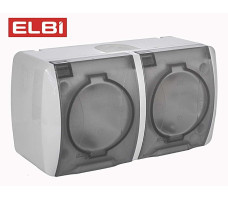 Розетка 2-я с/з с крышкой наружная El- IP54, 554-011500-938