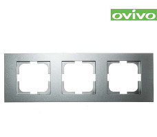 Рамка Ovivo Grano трехместная серебро 400-100000-227