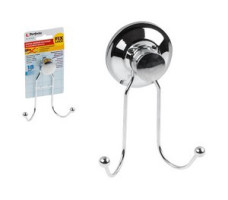 Крючок двойной настенный на вакуумной присоске, хром. сталь, FIX LOCK, PERFECTO LINEA (115x40x140 мм)