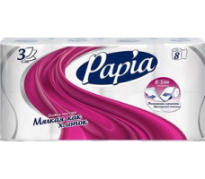 PAPIA бумага туалетная белая трехслойная 8шт