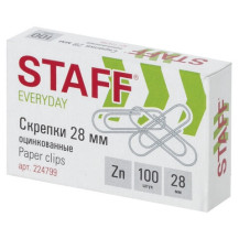 Скрепка канцелярская оцинкованная STAFF EVERYDAY 28 мм., 100 шт. арт. 224799 Скрепка канцелярская оцинкованная STAFF EVERYDAY 28 мм., 100 шт. арт. 224799