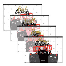 Zip-пакет пластиковый ErichKrause® Feline Friends, B5, ассорти в пакете по 12 шт