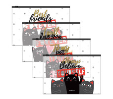 Zip-пакет пластиковый ErichKrause® Feline Friends, B5, ассорти в пакете по 12 шт