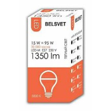 Лампа светодиодная BELSVET LED-M A65 15 W 3000 K E27 (Груша) Лампа светодиодная BELSVET LED-M A65 15 W 3000 K E27 (Груша)