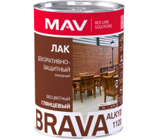 Лак BRAVA ALKYD 1120 декоративно-защитный (ПФ-1120) бесцветный глянцевый 1,0 л (0,7 кг)