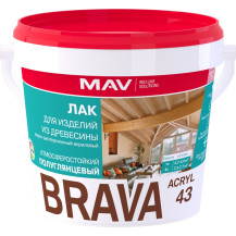 Лак BRAVA ACRYL 43 для изделий из древесины (ВД-АК-1043) бесцветный полуглянцевый 1 л (1,0 кг)
