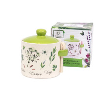 Банка для сыпучих продуктов керамика Herbal green с ложкой 450мл арт. L2520931 Китай