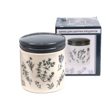 Банка для сыпучих продуктов керамика Herbal grey 480мл арт. L2520920 Китай Банка для сыпучих продуктов керамика Herbal grey 480мл арт. L2520920 Китай
