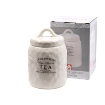 Банка для сыпучих продуктов керамическая Tea 11х11х15,5 см 0.7л арт. HC21A48-T Банка для сыпучих продуктов керамическая Tea 11х11х15,5 см 0.7л арт. HC21A48-T