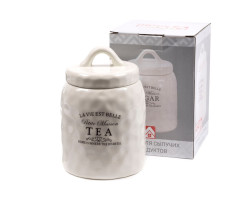 Банка для сыпучих продуктов керамическая Tea 11х11х15,5 см 0.7л арт. HC21A48-T