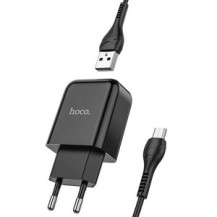 Cетевое зарядное устройство hoco N2 USB черный с кабелем micro Cетевое зарядное устройство hoco N2 USB черный с кабелем micro