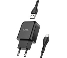 Cетевое зарядное устройство hoco N2 USB черный с кабелем micro
