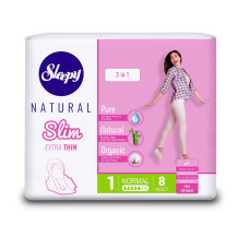 Супертонкие женские гигиенические прокладки, 8 шт (СЗ) Sleepy Natural SLIM EXTRA THIN 3 в 1 Normal