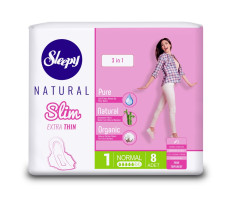 Супертонкие женские гигиенические прокладки, 8 шт (СЗ) Sleepy Natural SLIM EXTRA THIN 3 в 1 Normal