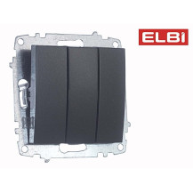 Выключатель 3-кл,дымчатый EL-BI Zena-Vega 609-011100-254 Выключатель 3-кл,дымчатый EL-BI Zena-Vega 609-011100-254