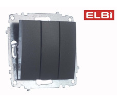 Выключатель 3-кл,дымчатый EL-BI Zena-Vega 609-011100-254