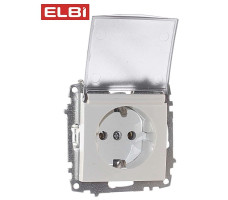 Розетка с крышкой с/з, белоснежный, EL-BI Zena-Vega 609-015600-218