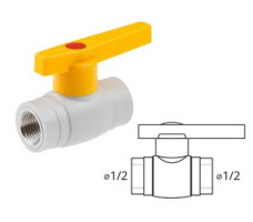 Кран шаровый ПП вн.-вн. 1/2" AV Engineering (Кран ПП шаровый 1/2" вн.-вн. ручка)