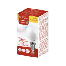 Лампа светодиодная АБВ LED лайт Шарик G45 7W E14 3000K Лампа светодиодная АБВ LED лайт Шарик G45 7W E14 3000K
