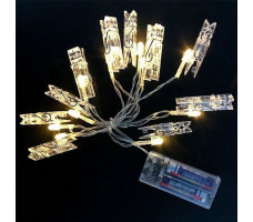 Гирлянда светодиодная "Прищепки" 10LED белый теплый, 5,5х1,5 см., 1,70 м. арт. 7856