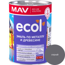 Эмаль ECOL по металлу и древесине (ПФ-115) серая глянцевая 1,0 л. (0,9 кг)