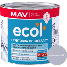 Грунтовка ECOL по металлу (ГФ-021) светло-серая 2,4 л (2,3 кг)
