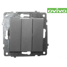 Выключатель Ovivo 3-клавишный серебро 600-000210-254 Выключатель Ovivo 3-клавишный серебро 600-000210-254