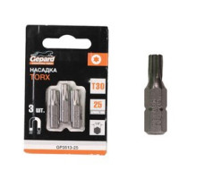 Насадка TORX T30 25мм 3шт GEPARD (GP3513-25) (бита звездочка шестилучевая звезда сталь S2 магнитная)