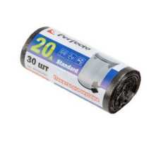 Пакеты для мусора Standard, 20 л, 30 шт., черные, PERFECTO LINEA (Размер: 50 х 40 см (7 мкм). для проф. использования в промышл. объетах и объектах с