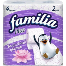 FAMILIA PLUS бумага туалетная белая двухслойная Волшебный цветок 4шт