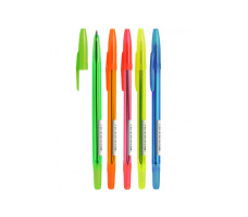 Ручка шариковая Стамм "511 Neon" синяя, 1,0мм, прозрачный корпус, ассорти