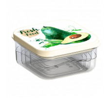 Комплект контейнеров для продуктов с декором 4 шт., 0,3л + 0,45л + 0,65л + 1л (бежевый)