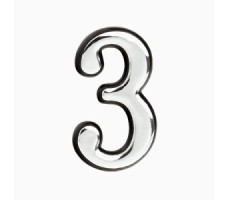 Цифра дверная "3" хром